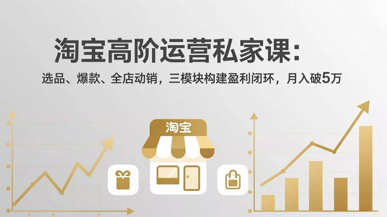 （17904期）淘宝高阶运营私家课（更新26年4月）：选品、爆款、全店动销，三模块构建盈利闭环，月入破5万