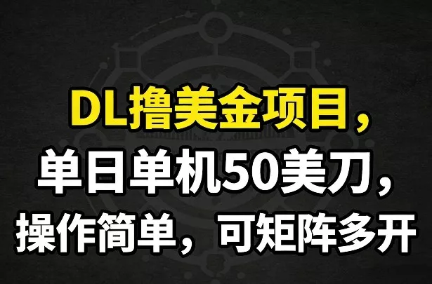 DL撸美金项目，单日单机50美刀，操作简单，可矩阵多开
