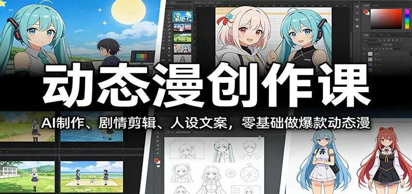 动态漫创作课：AI制作、剧情剪辑、人设文案，零基础做爆款动态漫