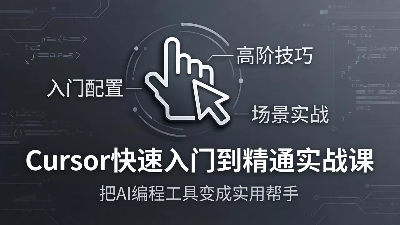 Cursor快速入门到精通实战课：入门配置+高阶技巧+场景实战，把AI编程工具变成实用帮手