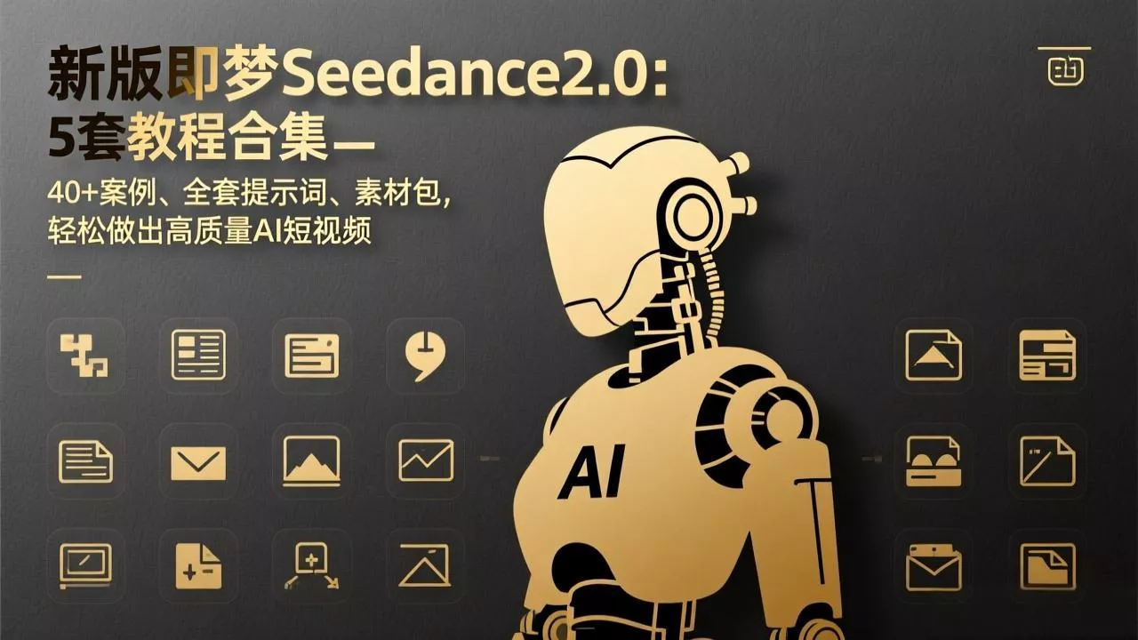 新版即梦Seedance2.0：5套教程合集，40+案例、全套提示词、素材包，轻松做出高质量AI短视频
