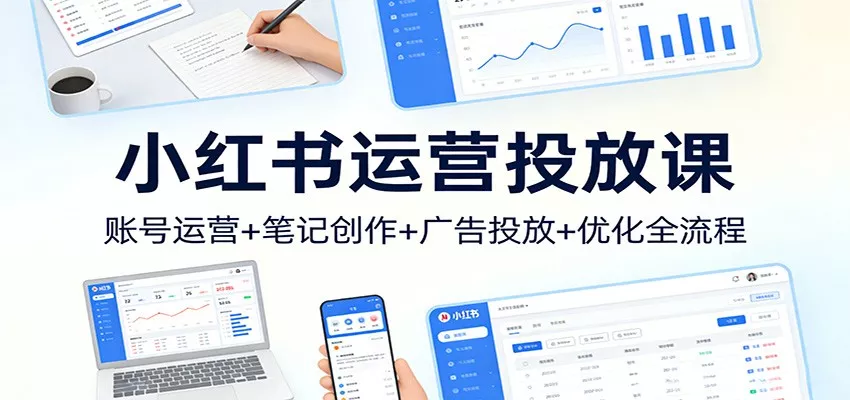 小红书运营投放课：账号运营+笔记创作+广告投放+优化全流程