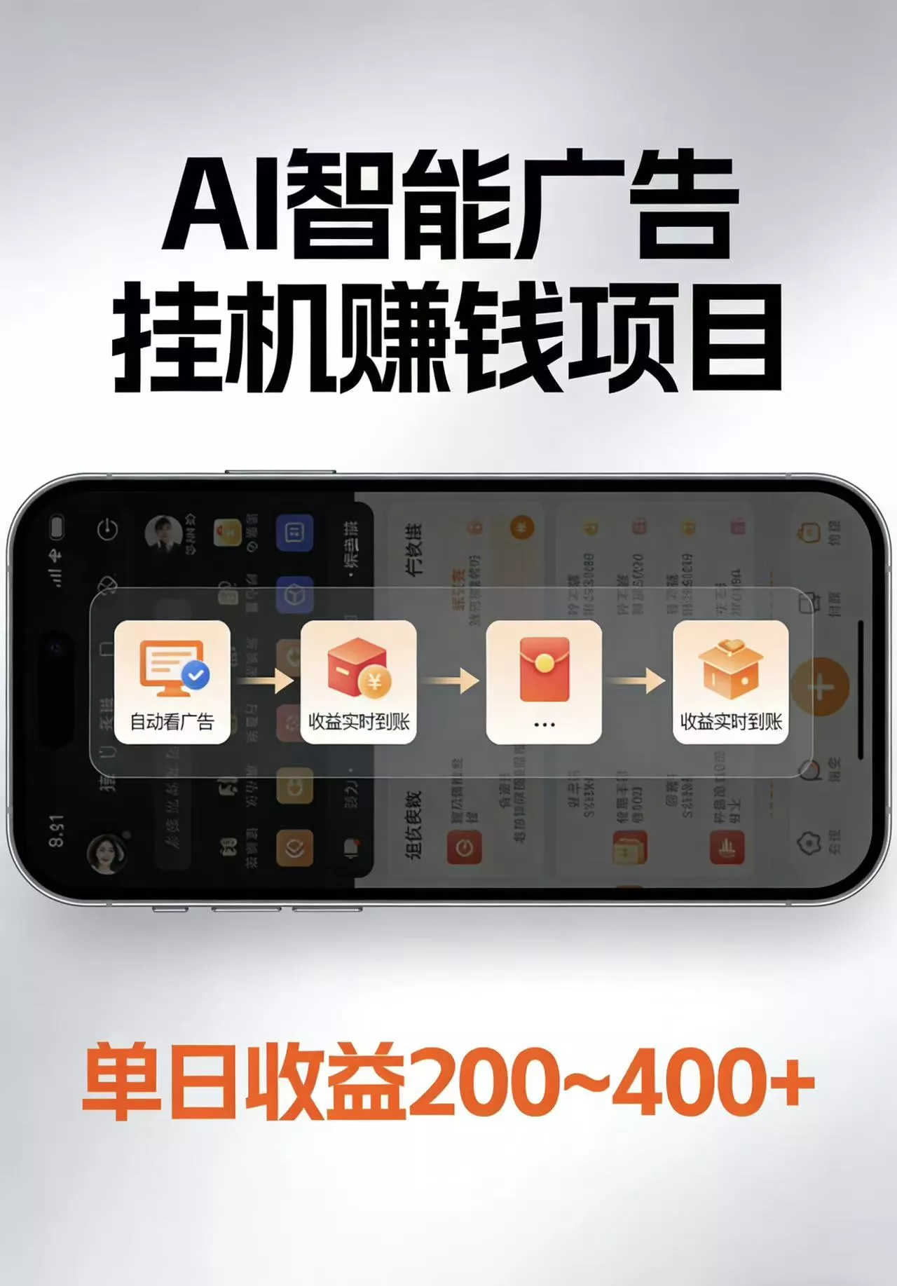 AI智能挂机看广告，每日稳定收益200-400+
