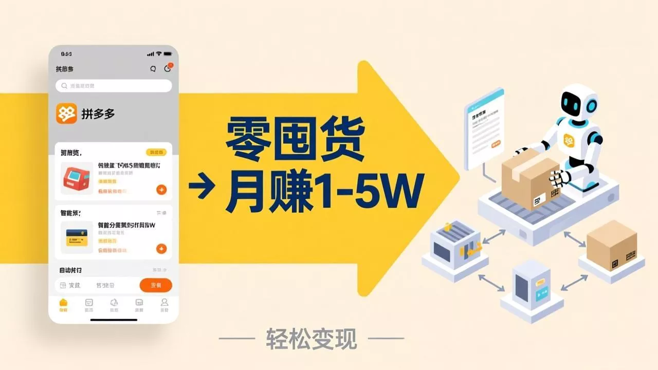 不用囤货不用跑单！拼多多虚拟玩法，机器人管理发货和客服，帮你月赚 1-5W