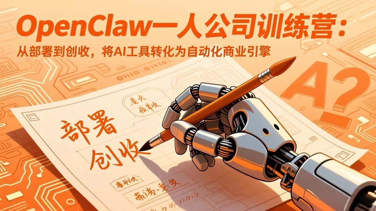 （17540期）OpenClaw一人公司训练营：从部署到创收，将AI工具转化为自动化商业引擎