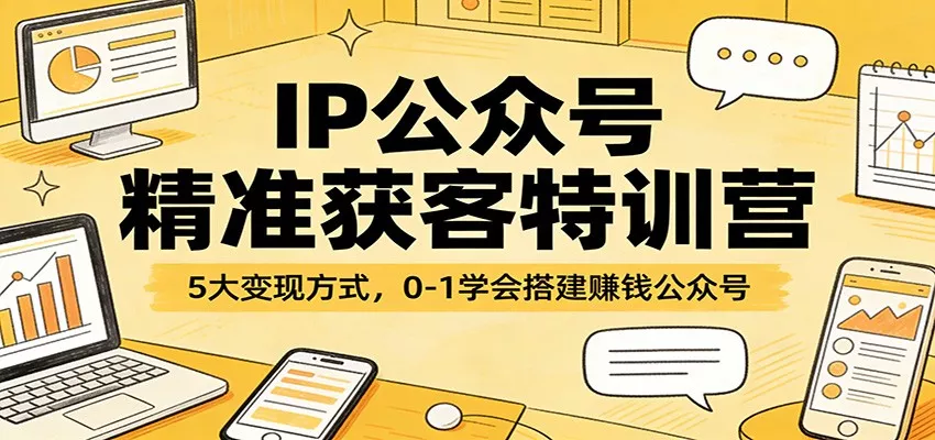 IP公众号精准获客特训营：5大变现方式，0-1学会搭建赚钱公众号