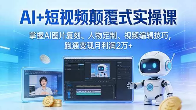 （17454期）AI+短视频颠覆式实操课：掌握AI图片复刻、人物定制、视频编辑技巧，跑通变现月利润2万+