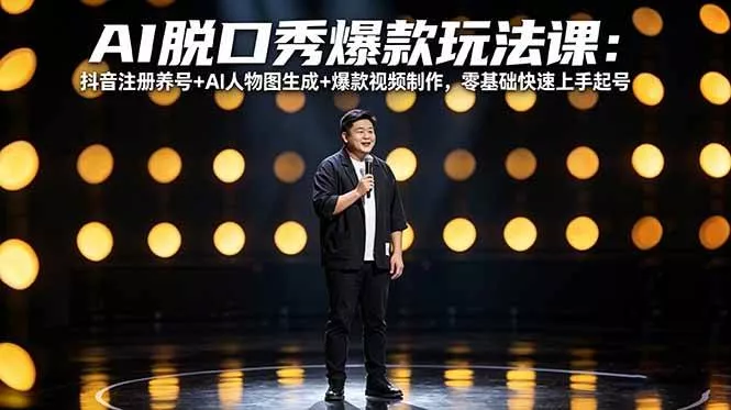 (18012期)AI脱口秀爆款玩法课:抖音注册养号+AI人物图生成+爆款视频制作,零基础快速上手起号 (18012期)AI脱口秀爆款玩法课:抖音注册养号+AI人物图生成+爆款视频制作,零基础快速上手起号