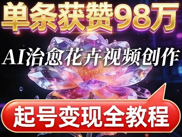 单条获赞98W，AI治愈花卉视频创作，起号变现全教程