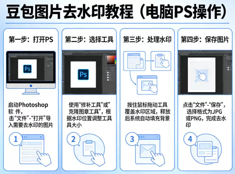 豆包图片去水印教程，电脑PS操作教程
