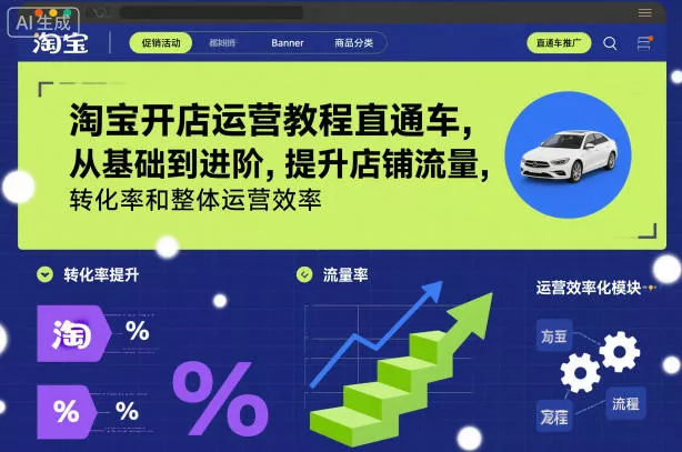 淘宝开店运营教程直通车，从基础到进阶，提升店铺流量，转化率和整体运营效率（更新26年4月10日）