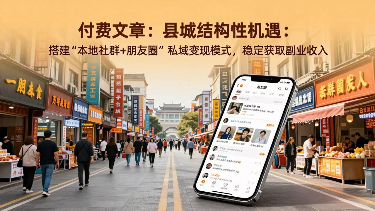 付费文章:县城结构性机遇:搭建“本地社群+朋友圈”私域变现模式,稳定获取副业收入