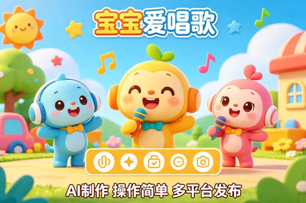 AI制作儿歌动画短视频，可多平台发布，操作简单好上手