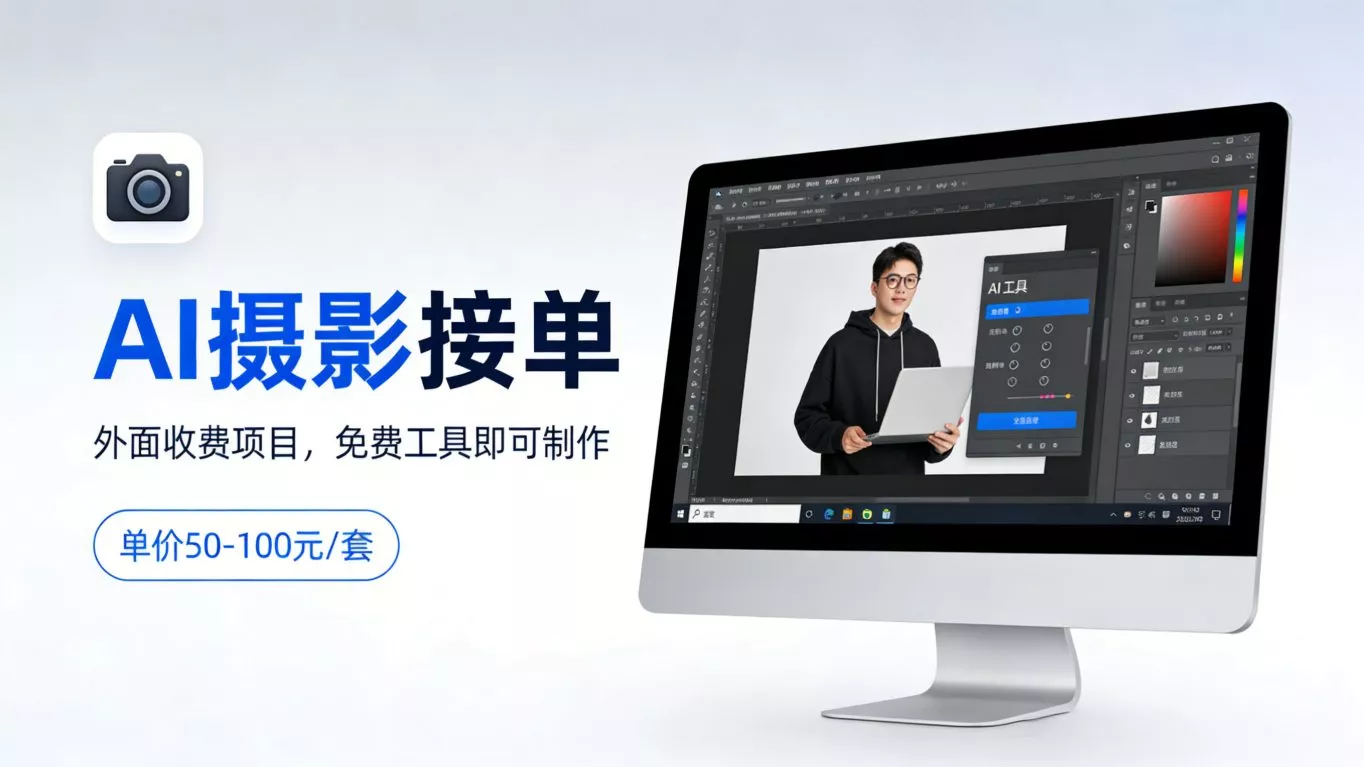 外面收费项目，AI摄影接单，免费工具就可以做，单价50-100一套