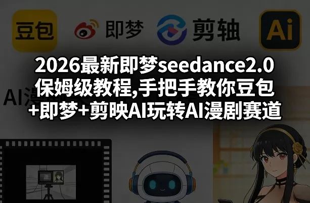 2026最新即梦seedance2.0保姆级教程,手把手教你豆包+即梦+剪映AI玩转AI漫剧赛道