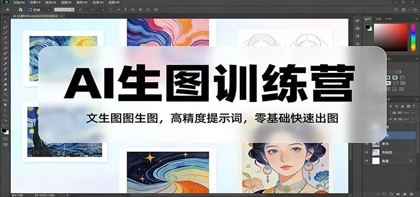 AI生图训练营：文生图图生图，高精度提示词，零基础快速出图