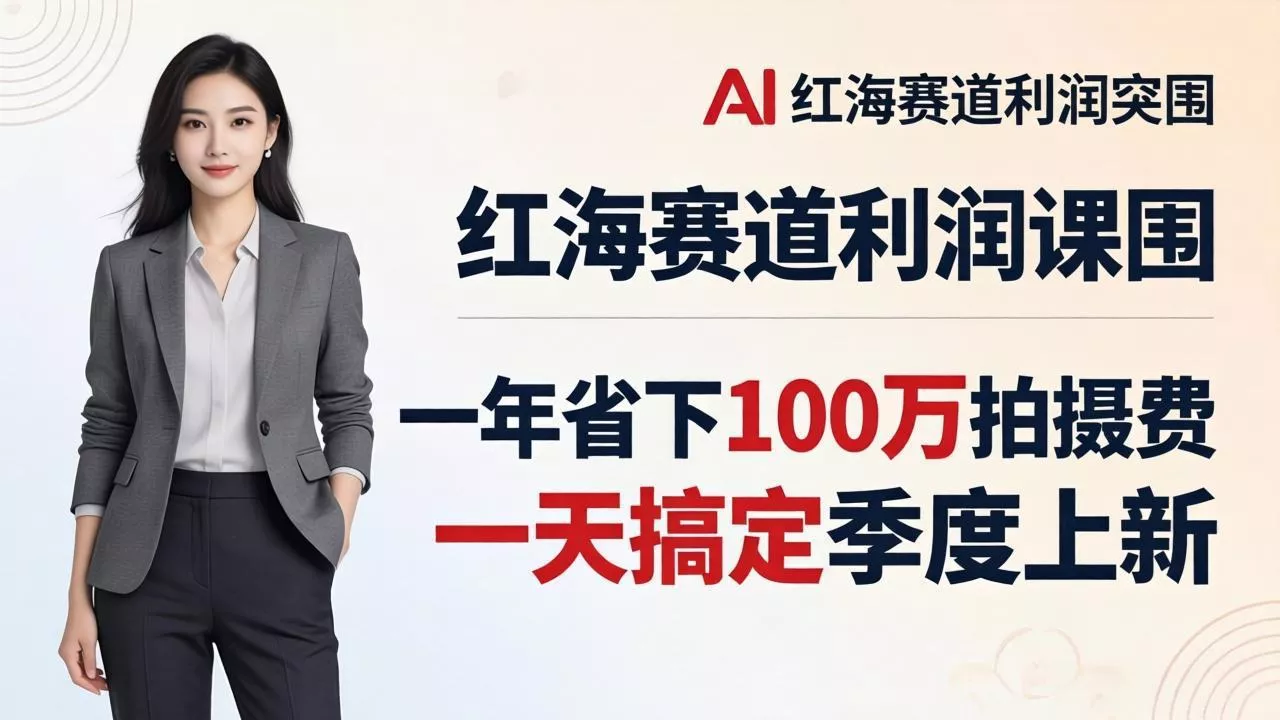 服装老板AI模特图课：一年省下100万拍摄费，一天搞定季度上新，红海赛道利润突围