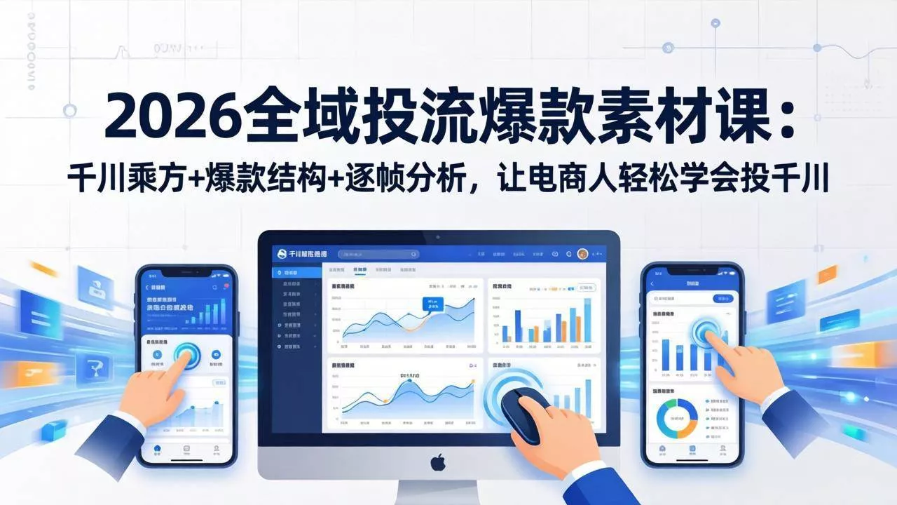 （17705期）2026全域投流爆款素材课：千川乘方+爆款结构+逐帧分析，让电商人轻松学会投千川