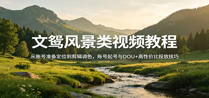 文鸳风景类视频教程：从账号准备定位到剪辑调色，账号起号与DOU+高性价比投放技巧
