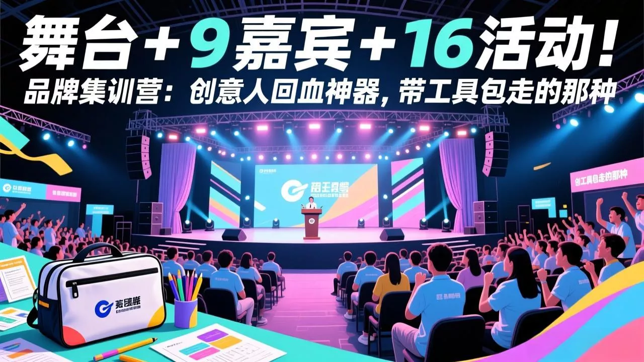 舞台 + 9 嘉宾 + 16 活动！品牌集训营：创意人回血神器，带工具包走的那种