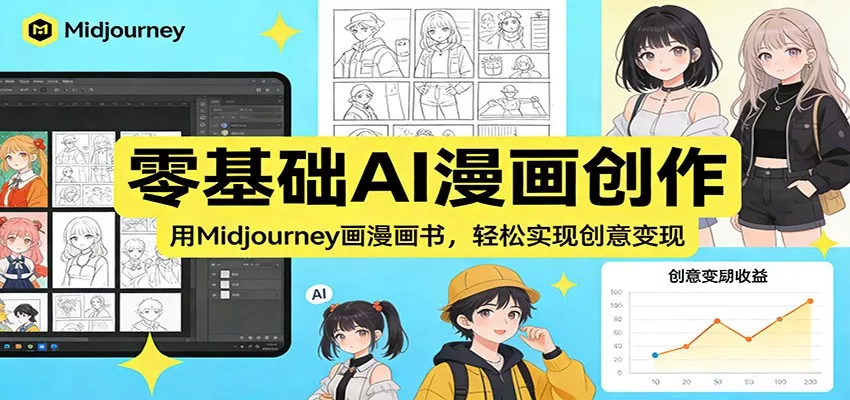 零基础AI漫画创作：用Midjourney画漫画书，轻松实现创意变现