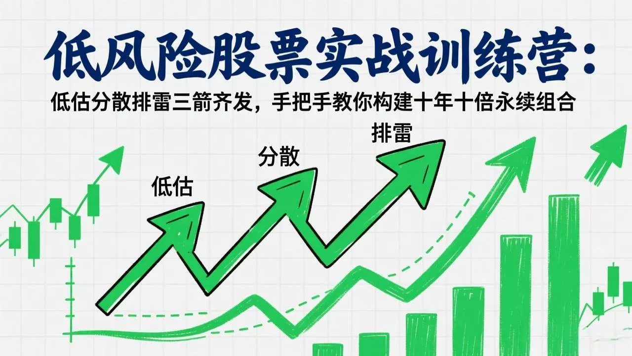 （17487期）低风险股票实战训练营：低估分散排雷三箭齐发，手把手教你构建十年十倍永续组合