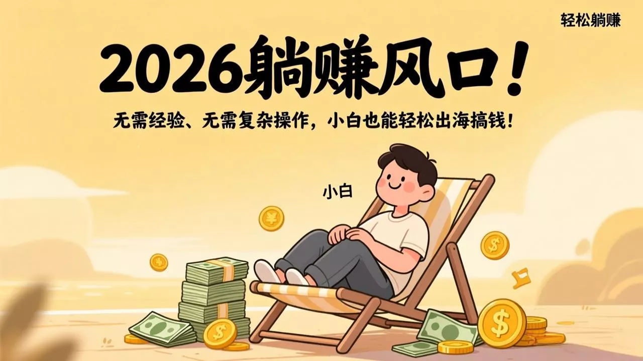 2026躺赚风口！无需经验、无需复杂操作，小白也能轻松出海搞钱！