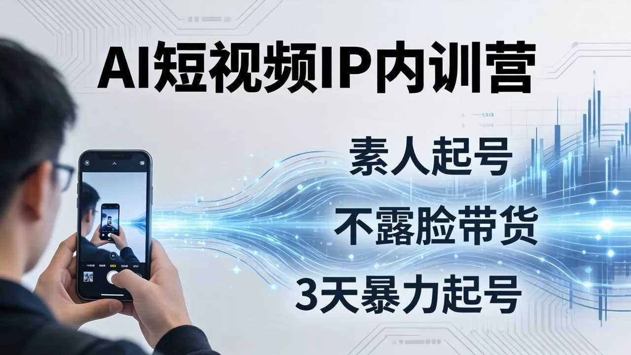 2026AI短视频IP内训营：从素人起号到不露脸带货，3天暴力起号全流程拆解