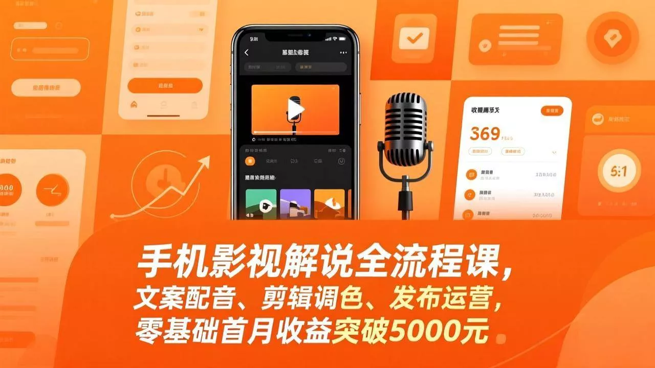 (17391期)手机影视解说全流程课,文案配音、剪辑调色、发布运营,零基础首月收益突破5000元 (17391期)手机影视解说全流程课,文案配音、剪辑调色、发布运营,零基础首月收益突破5000元
