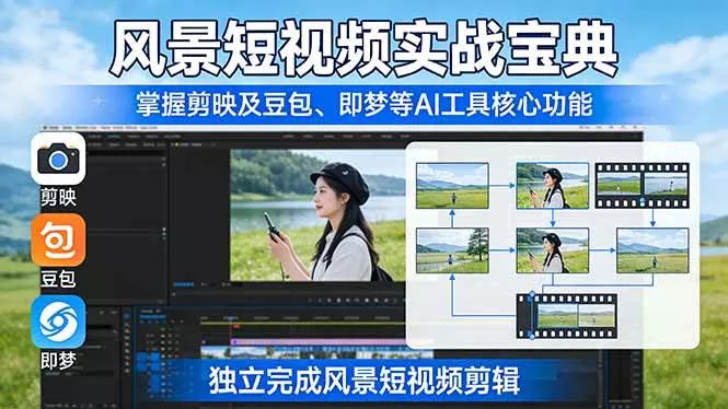 （17704期）风景短视频实战宝典：掌握剪映及豆包、即梦等AI工具的核心功能，独立完成风景短视频剪辑