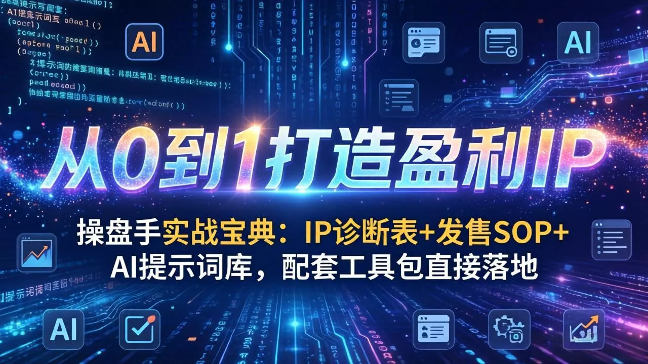 操盘手实战宝典：IP诊断表+发售SOP+AI提示词库，配套工具包直接落地，从0到1打造盈利IP