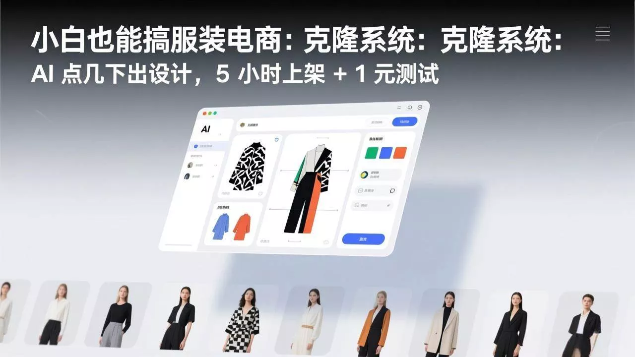 （17411期）小白也能搞服装电商：克隆系统：AI 点几下出设计，5 小时上架 + 1 元测试
