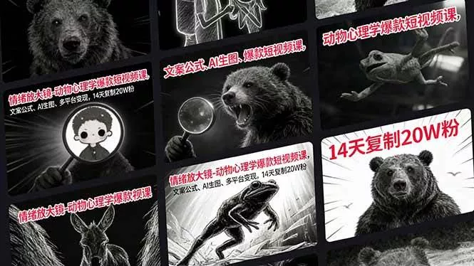 （17376期）情绪放大镜-动物心理学爆款短视频课，文案公式、AI生图、多平台变现，14天复制20W粉