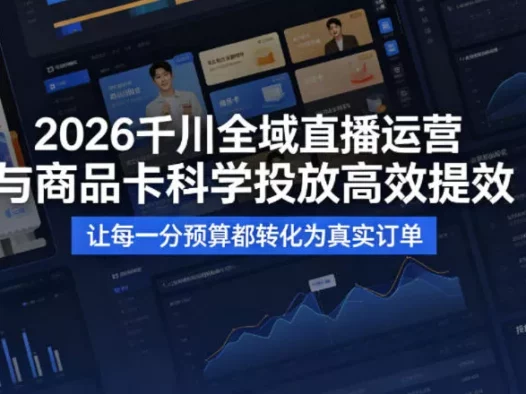 2026千川全域直播运营跟商品卡,科学投放,高效提效,让每一分预算都转化为真实订单