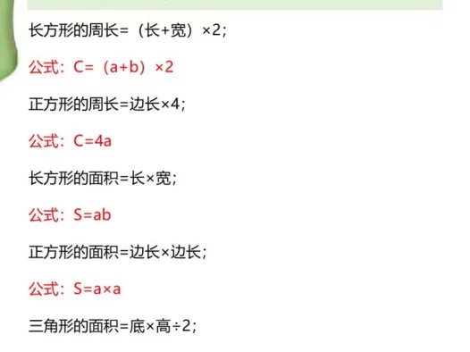 【2025秋新版】1-6年级数学必背公式大全-小升初数学
