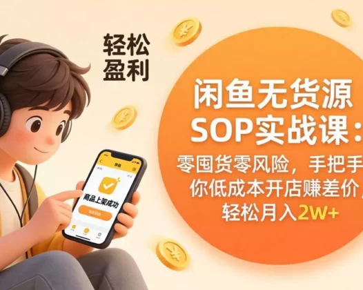 闲鱼无货源SOP实战课：零囤货零风险，手把手教你低成本开店赚差价，轻松月入2w+