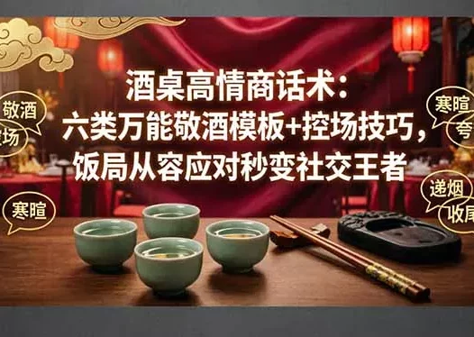 付费文章：酒桌高情商话术：六类万能敬酒模板+控场技巧，饭局从容应对秒变社交王者