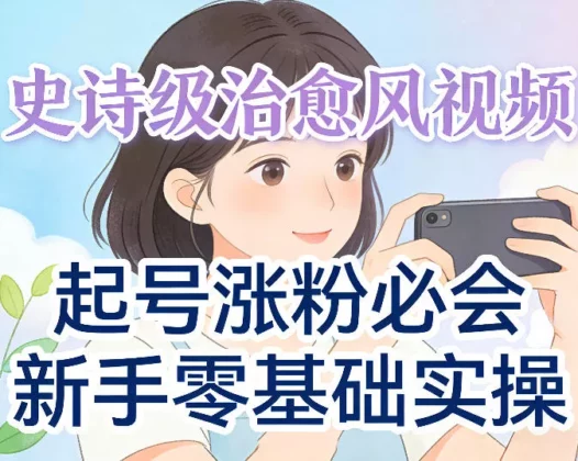 史诗级治愈风视频爆了，起号涨粉必会，新手零基础实操（实操+变现全讲解）